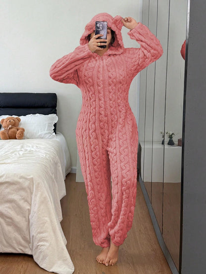 TEDDY Cozy Bear Onesie, Pink, front