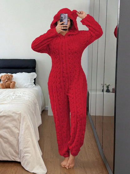 TEDDY Cozy Bear Onesie, Red, front