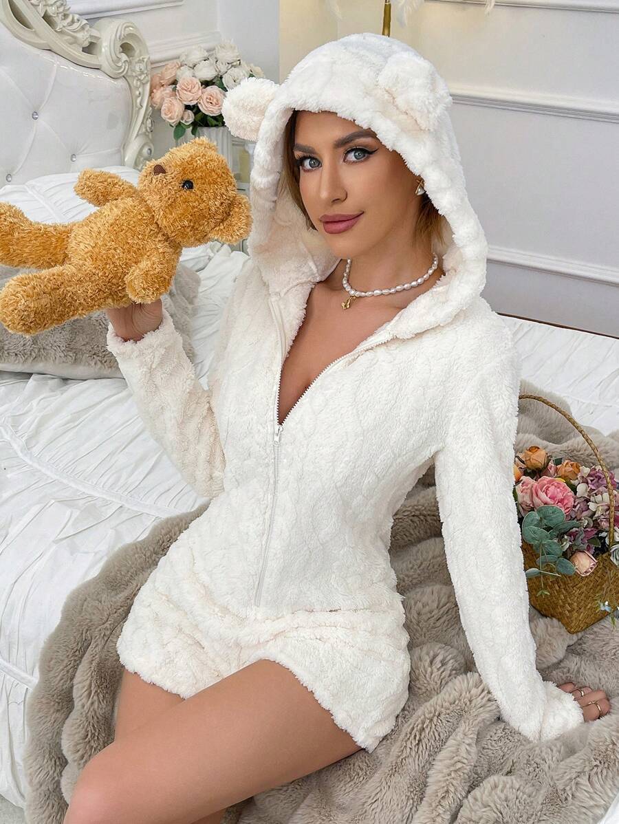 TEDDY Short Bear Onesie, Apricot, front