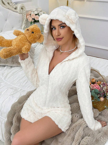TEDDY Short Bear Onesie, Apricot, front