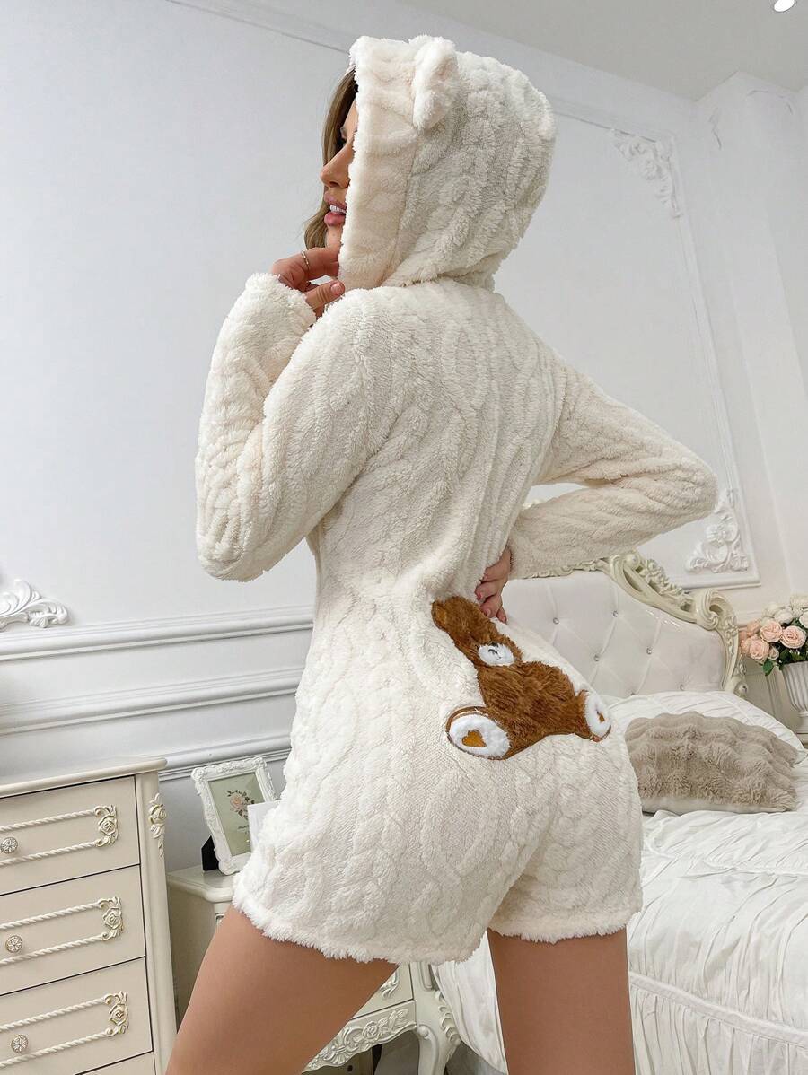 TEDDY Short Bear Onesie, Apricot, back