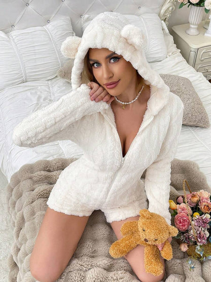 TEDDY Short Bear Onesie, Apricot, front