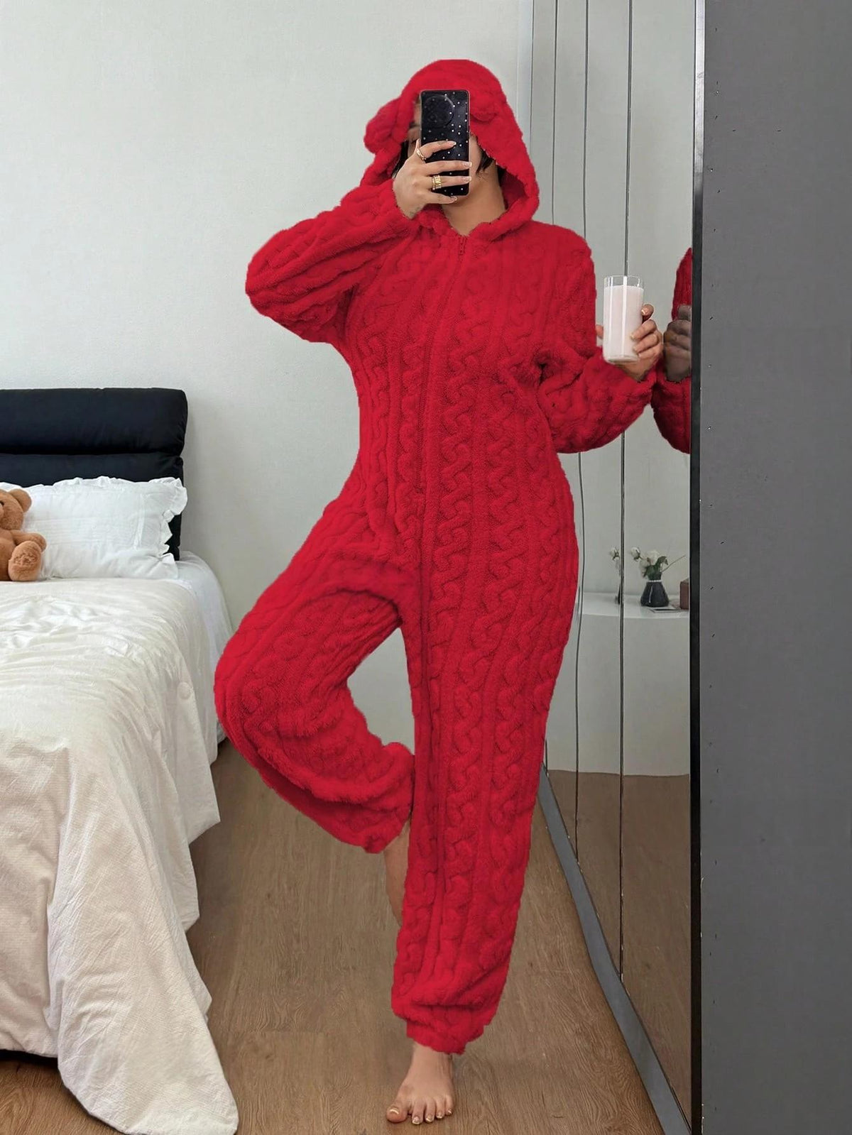 TEDDY Cozy Bear Onesie, Red